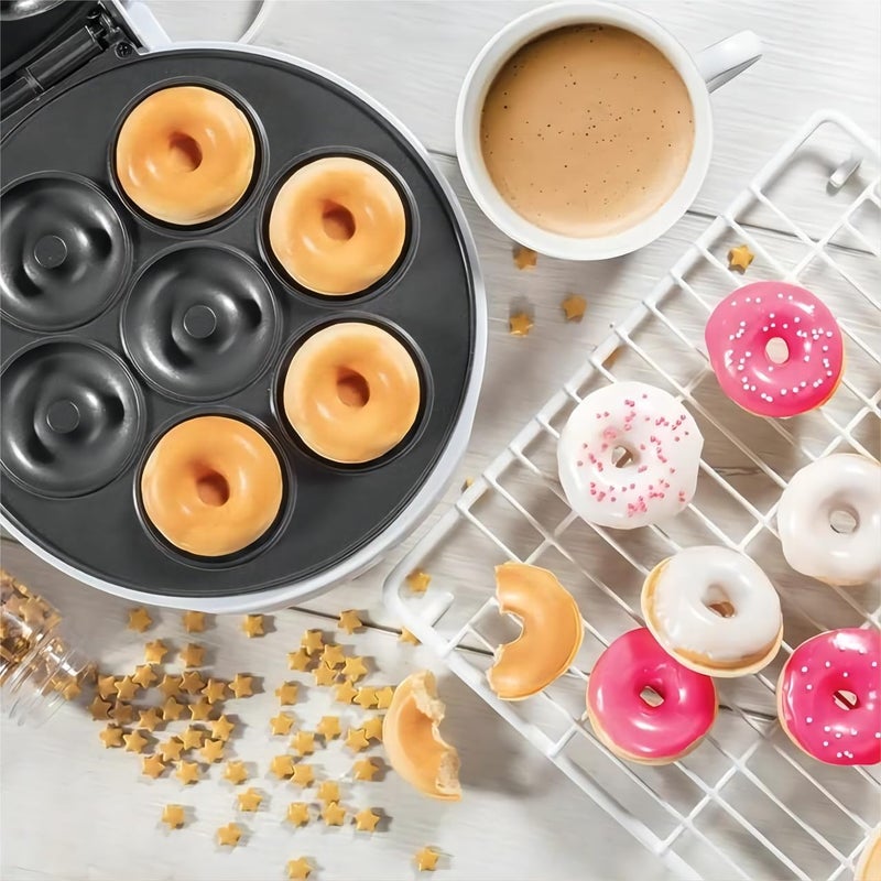 KAGOR Donut Maker, Electric Non-Stick Surface Makes 7 Small Doughnuts Mini Donut Maker Machine, Mini Doughnut Maker Pancake Maker for Breakfast, Snacks, Desserts & More, Azure - Image 5
